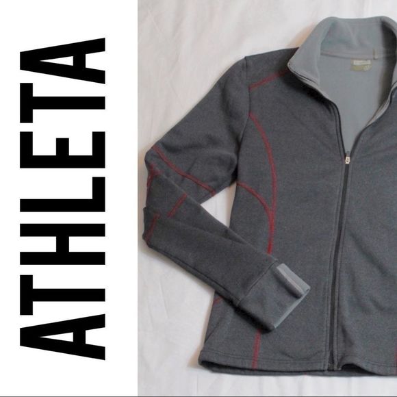 Athleta Dark Grey Zip Up Running Jacket - Picture 1 of 6